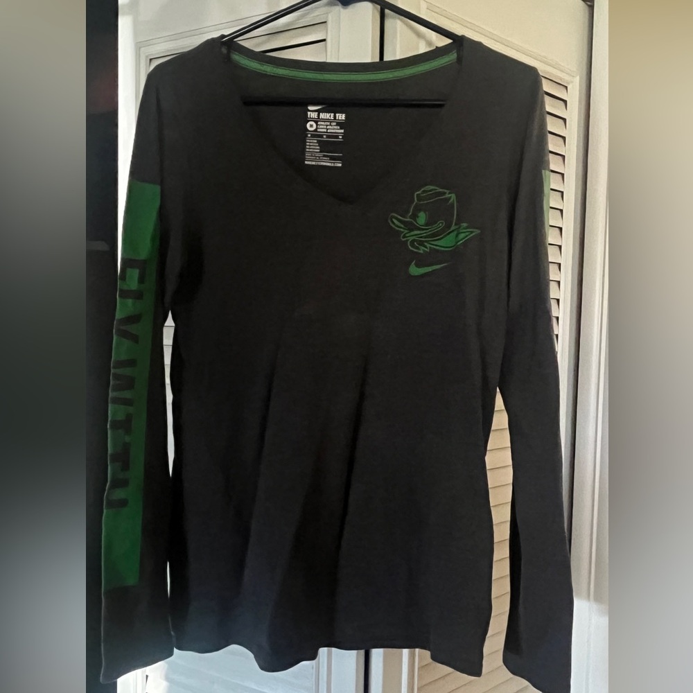 Nike Oregon Duck Dark Gray Tee with Green Trim